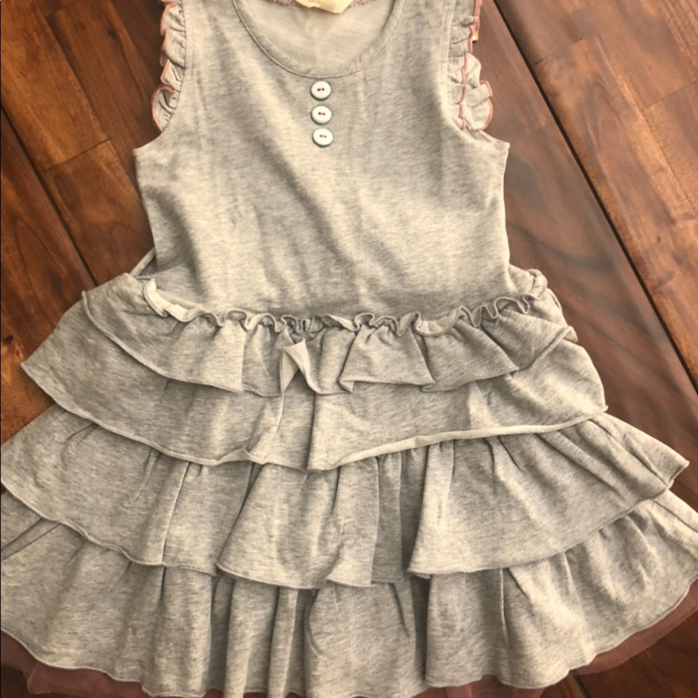 Never Worn Matilda Jane grey ruffle dress size 6